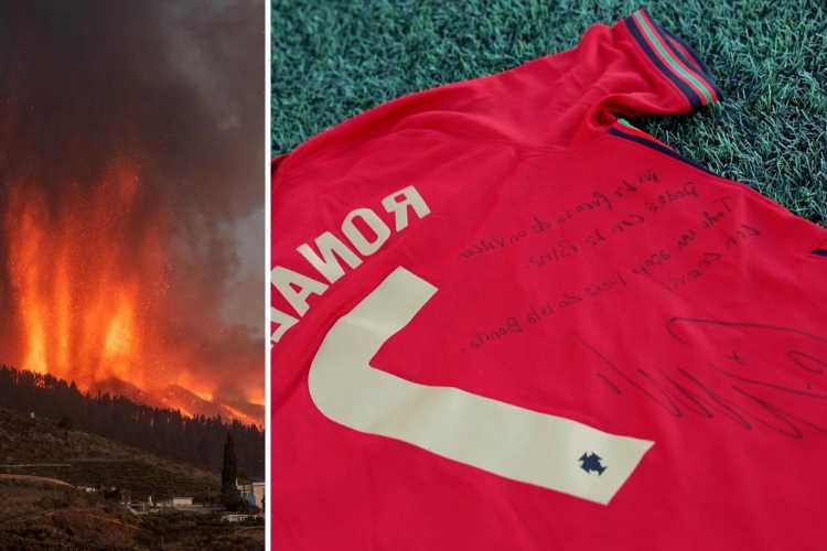 مزاد لبيع قميص كريستيانو رونالدو دعماً ل كارثة بركان جزيرة لابالما